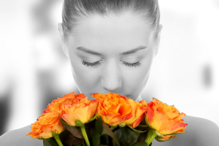 Woman humming perfume